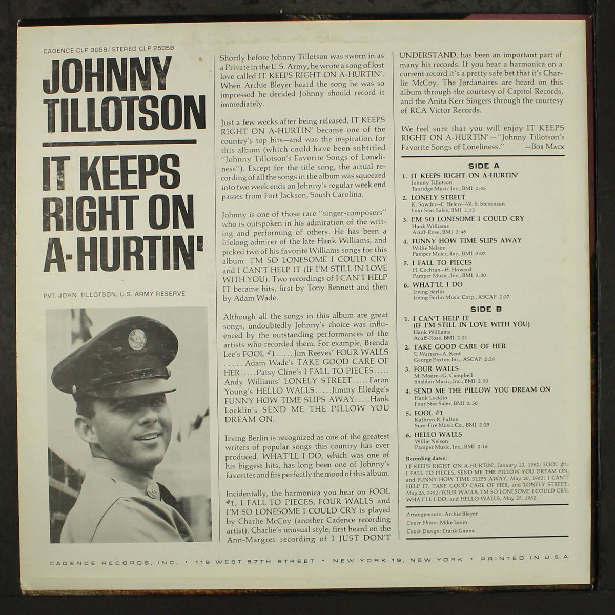 it keeps right on a-hurtin' by JOHNNY TILLOTSON