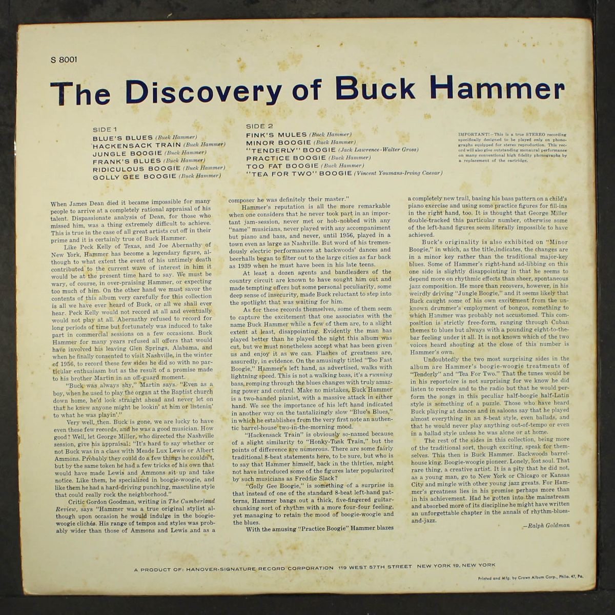 the discovery of by BUCK HAMMER