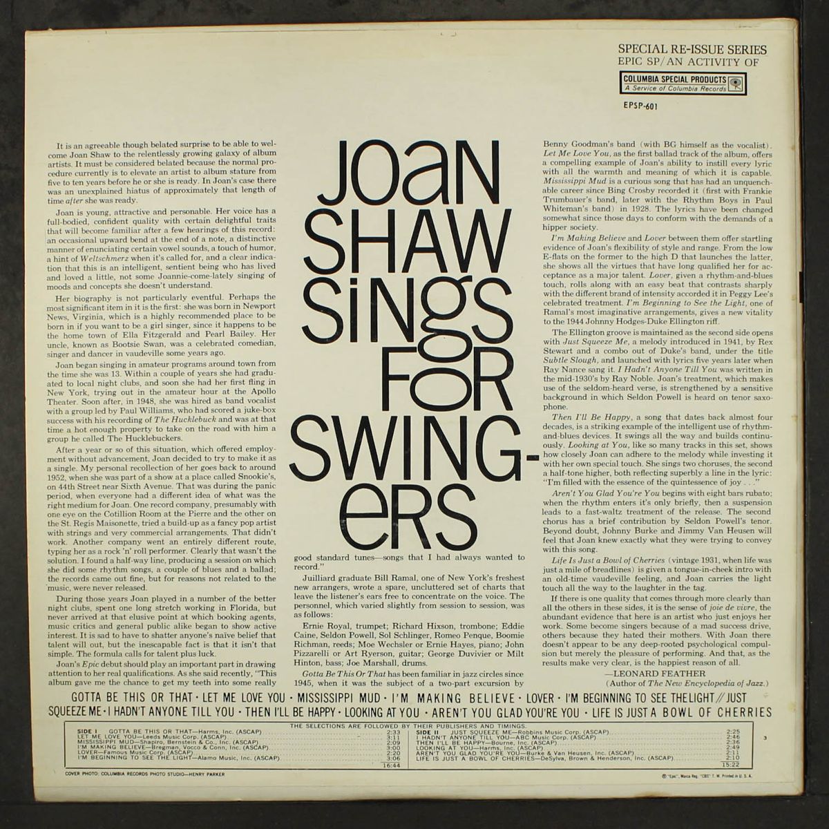 sings for swingers by JOAN SHAW