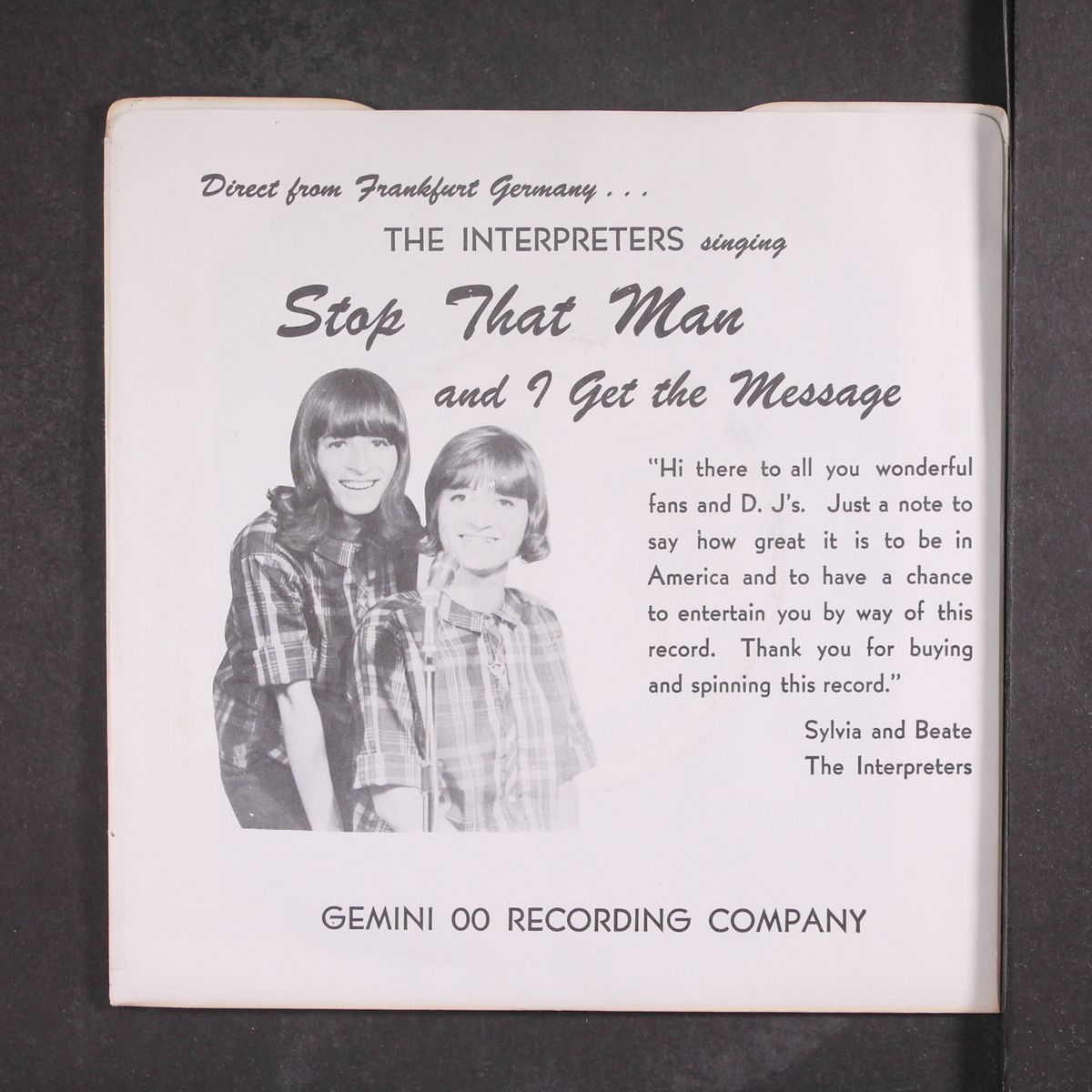 stop that man / i get the message by INTERPRETERS