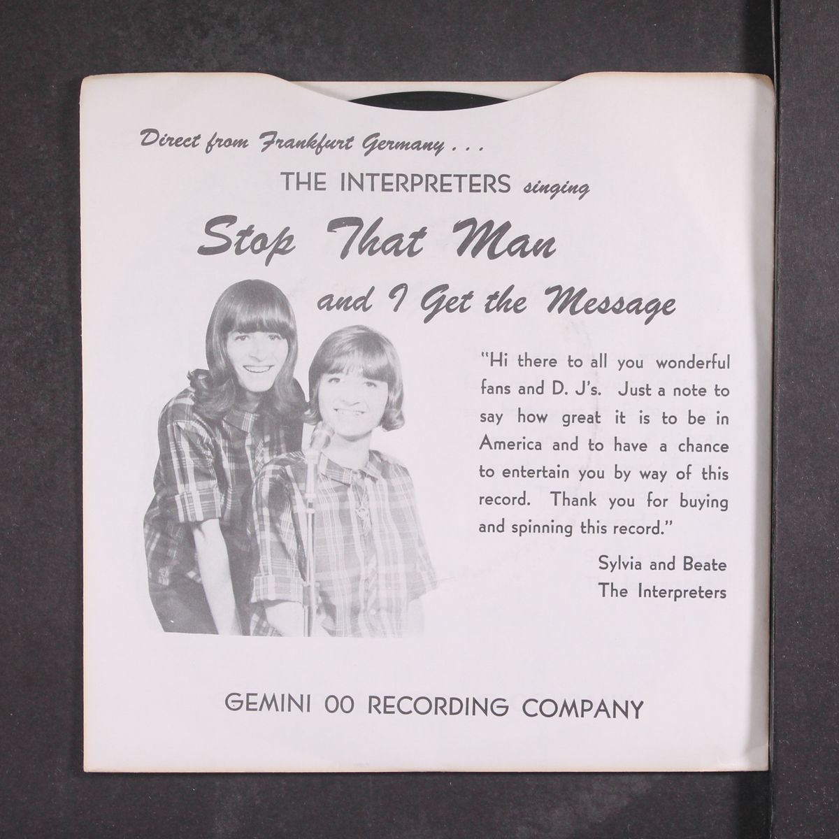 stop that man / i get the message by INTERPRETERS