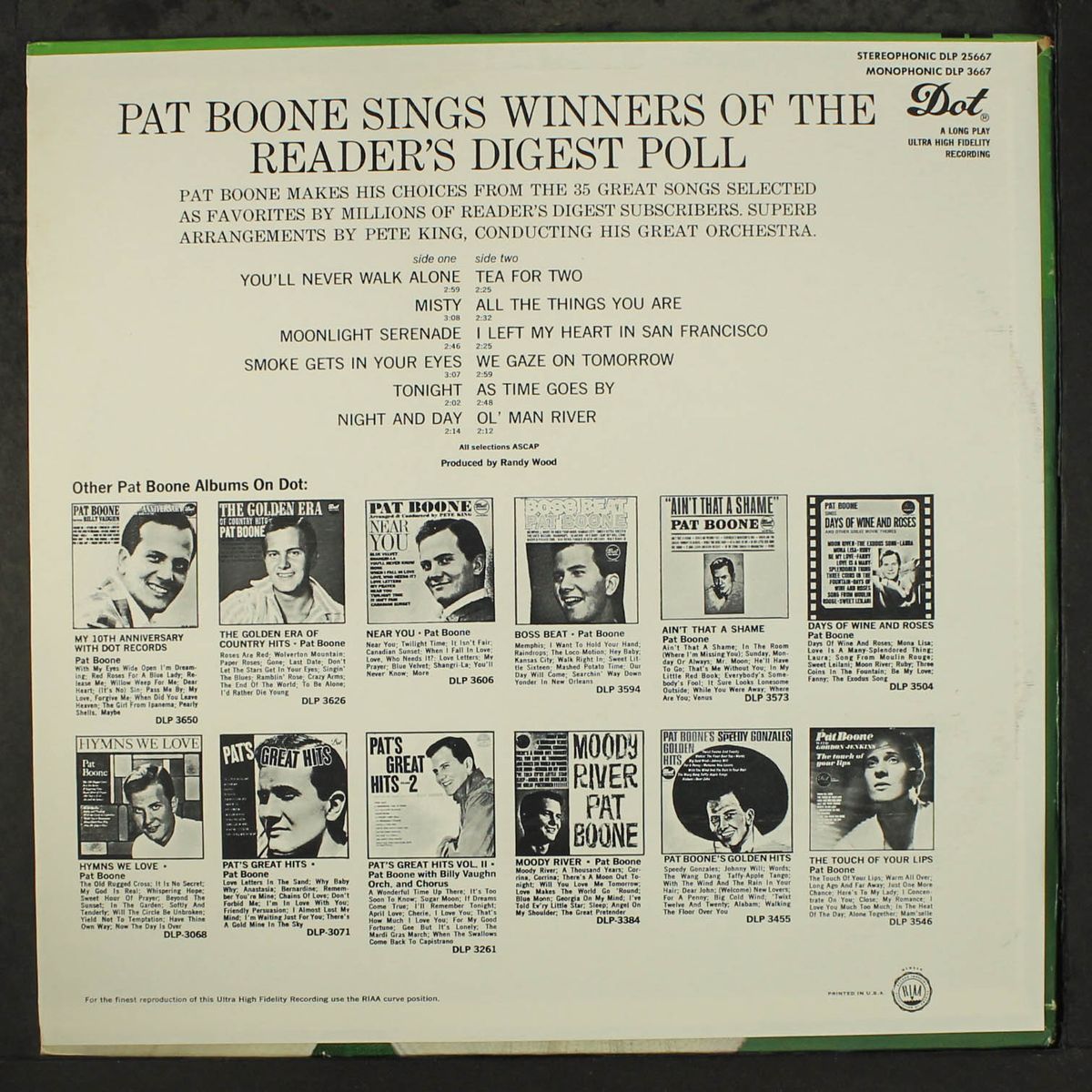 sings winners of the reader's digest poll by PAT BOONE