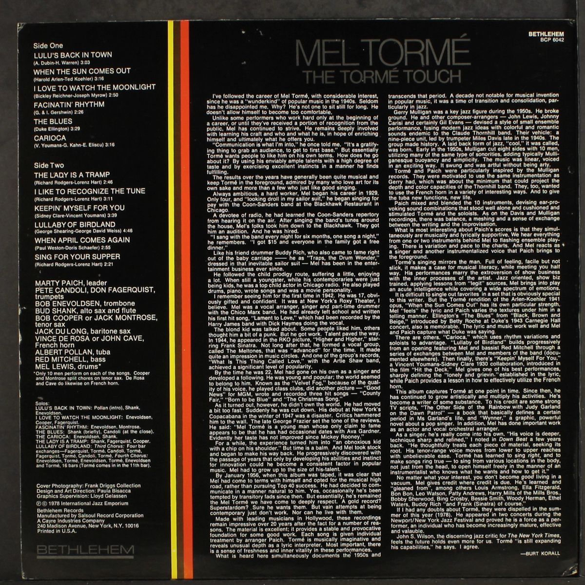 the torme touch by MEL TORME