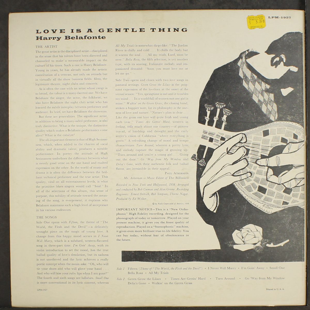 love is a gentle thing by HARRY BELAFONTE
