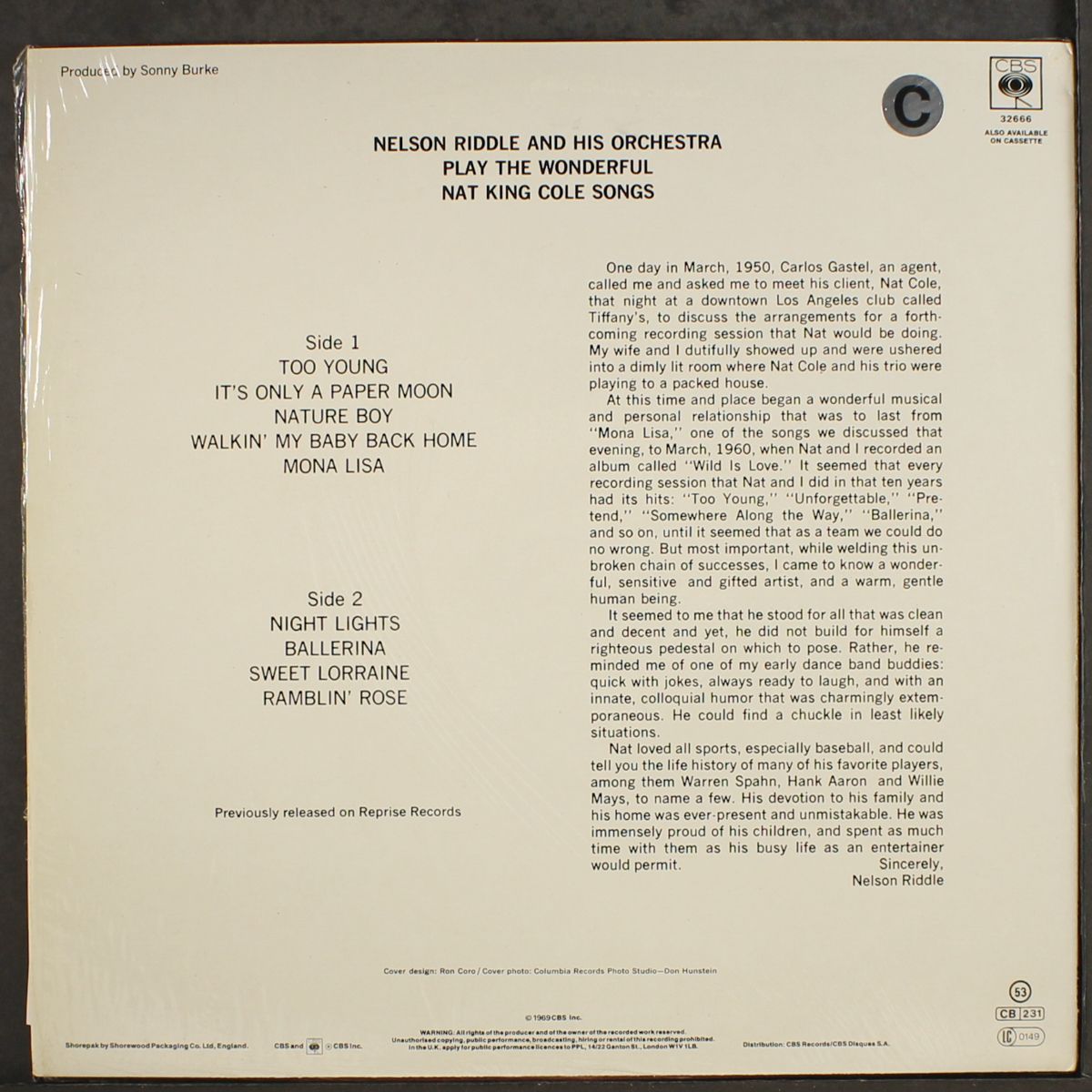 wonderful nat king cole songs by NELSON RIDDLE