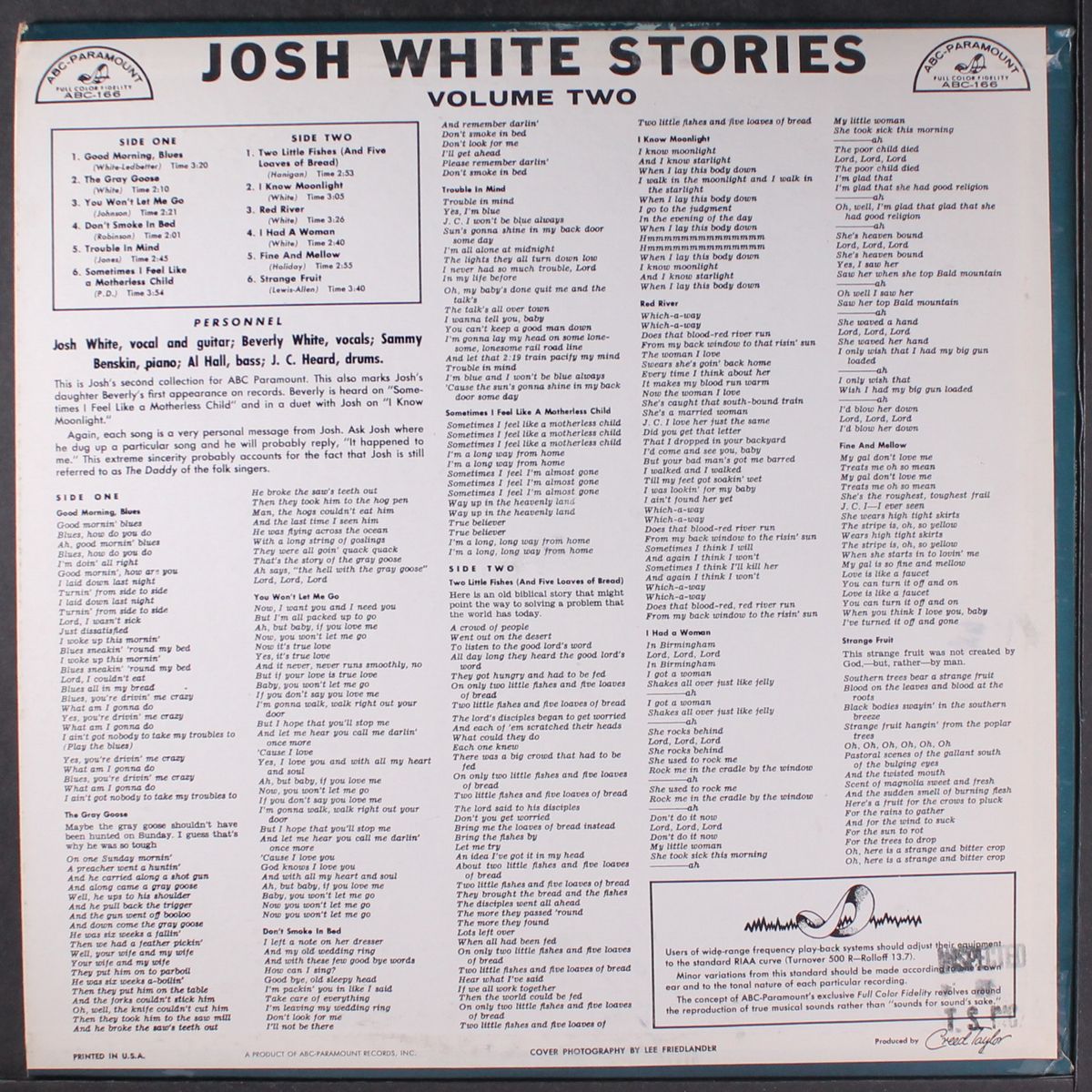 the josh white stories, vol. 2 by JOSH WHITE