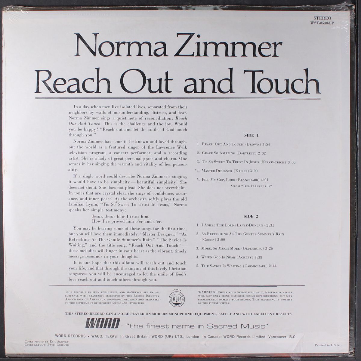 reach out and touch by NORMA ZIMMER