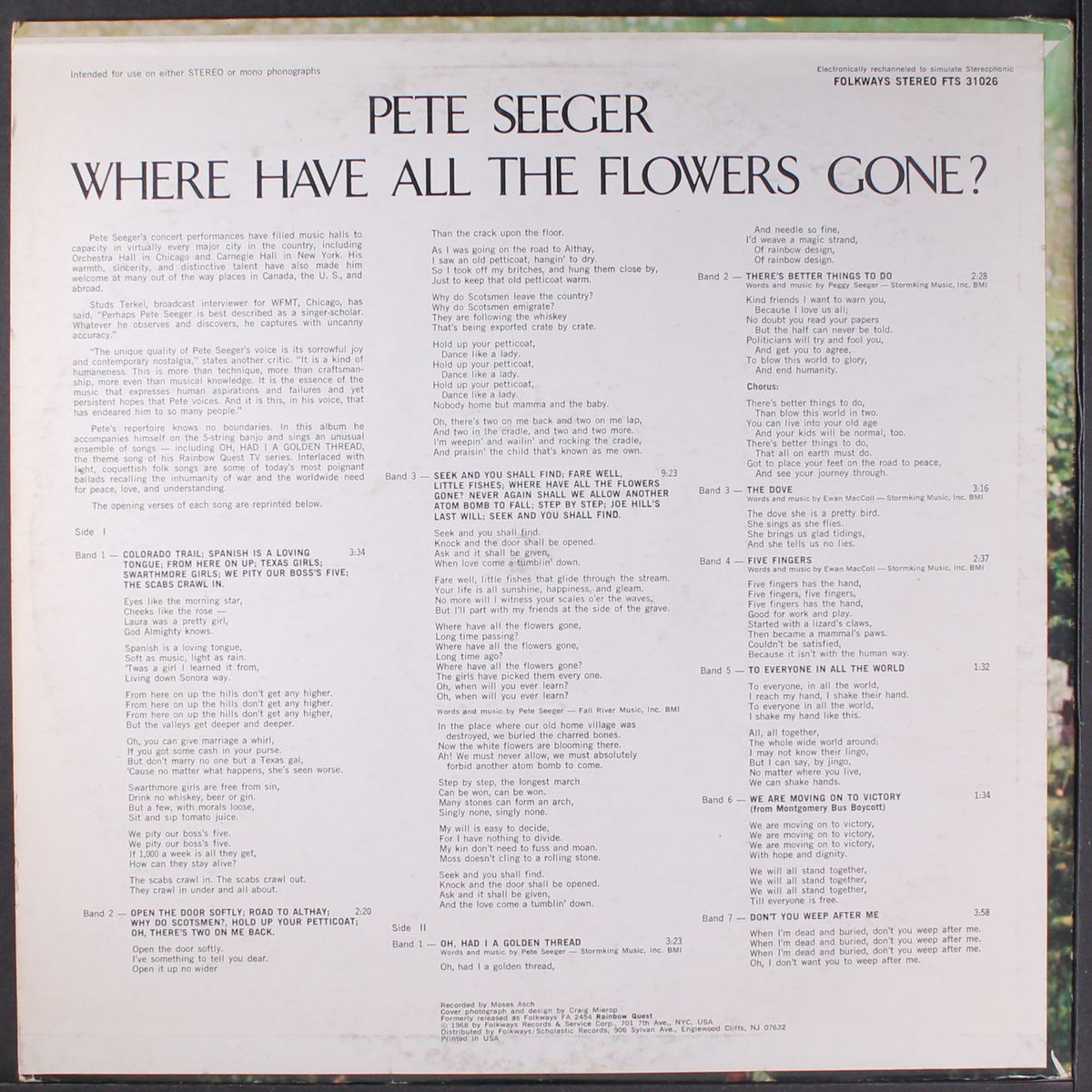 where have all the flowers gone? by PETE SEEGER