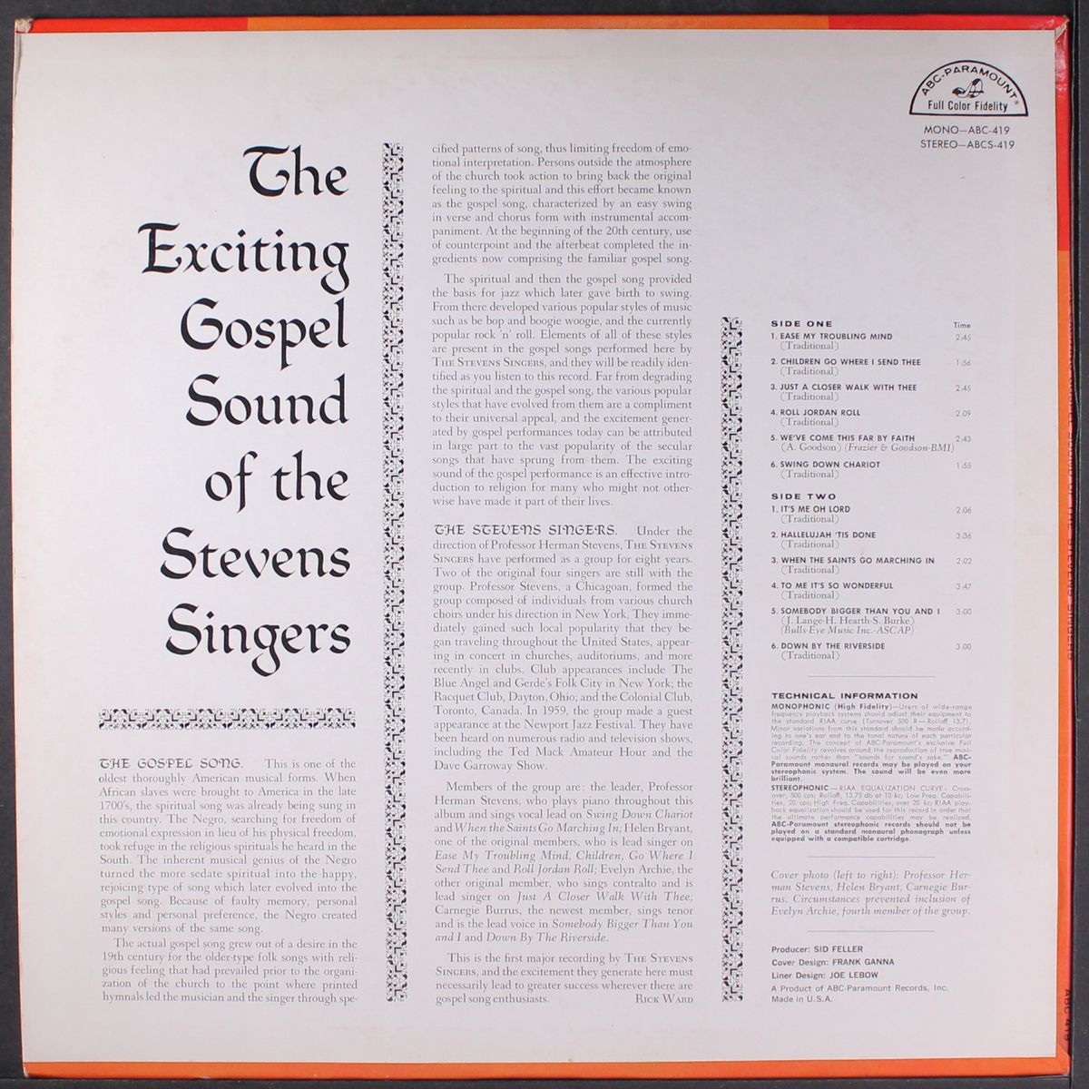 the exciting gospel sound by STEVENS SINGERS