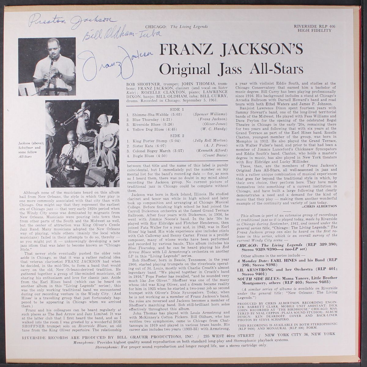 chicago; the living legends by FRANZ JACKSON & ORIGINAL JASS ALL-STARS