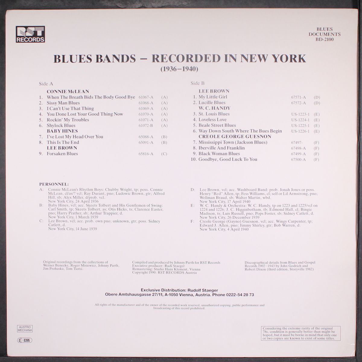 blues bands - recorded in new york, 1936-1940 by VARIOUS