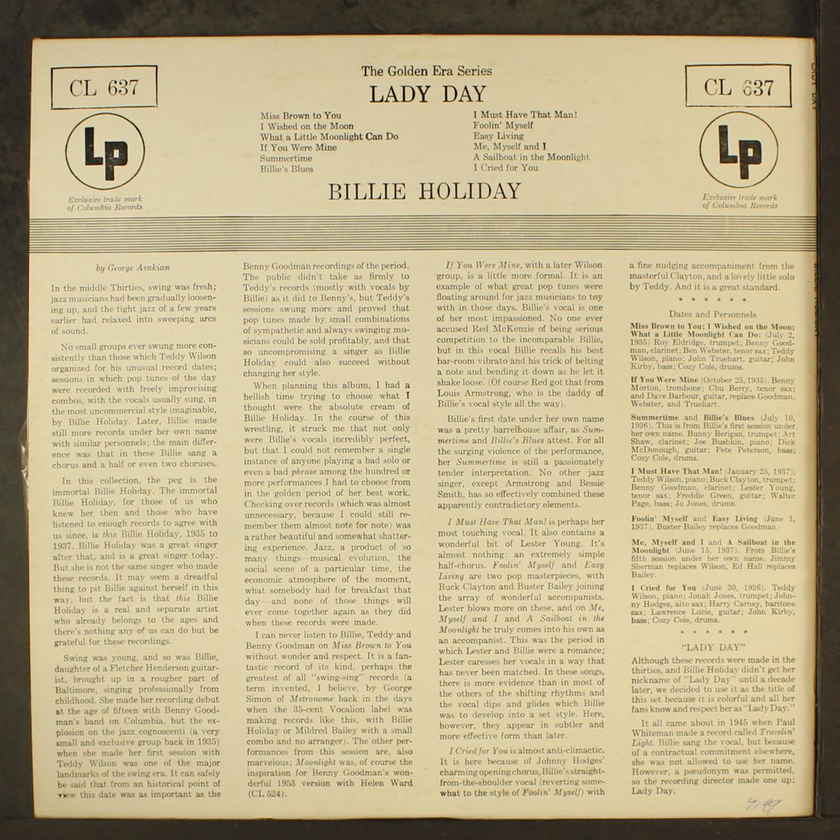 lady day by BILLIE HOLIDAY