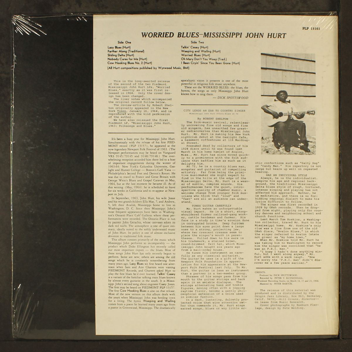 volume 2 of the original piedmont recordings, worried blues by MISSISSIPPI JOHN HURT