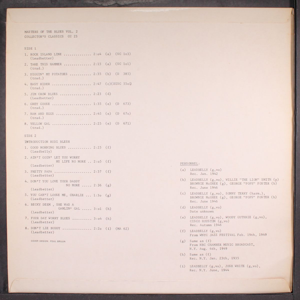 masters of the blues, vol. 2 by LEADBELLY