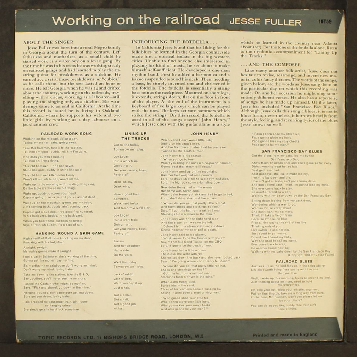 working on the railroad by JESSE FULLER