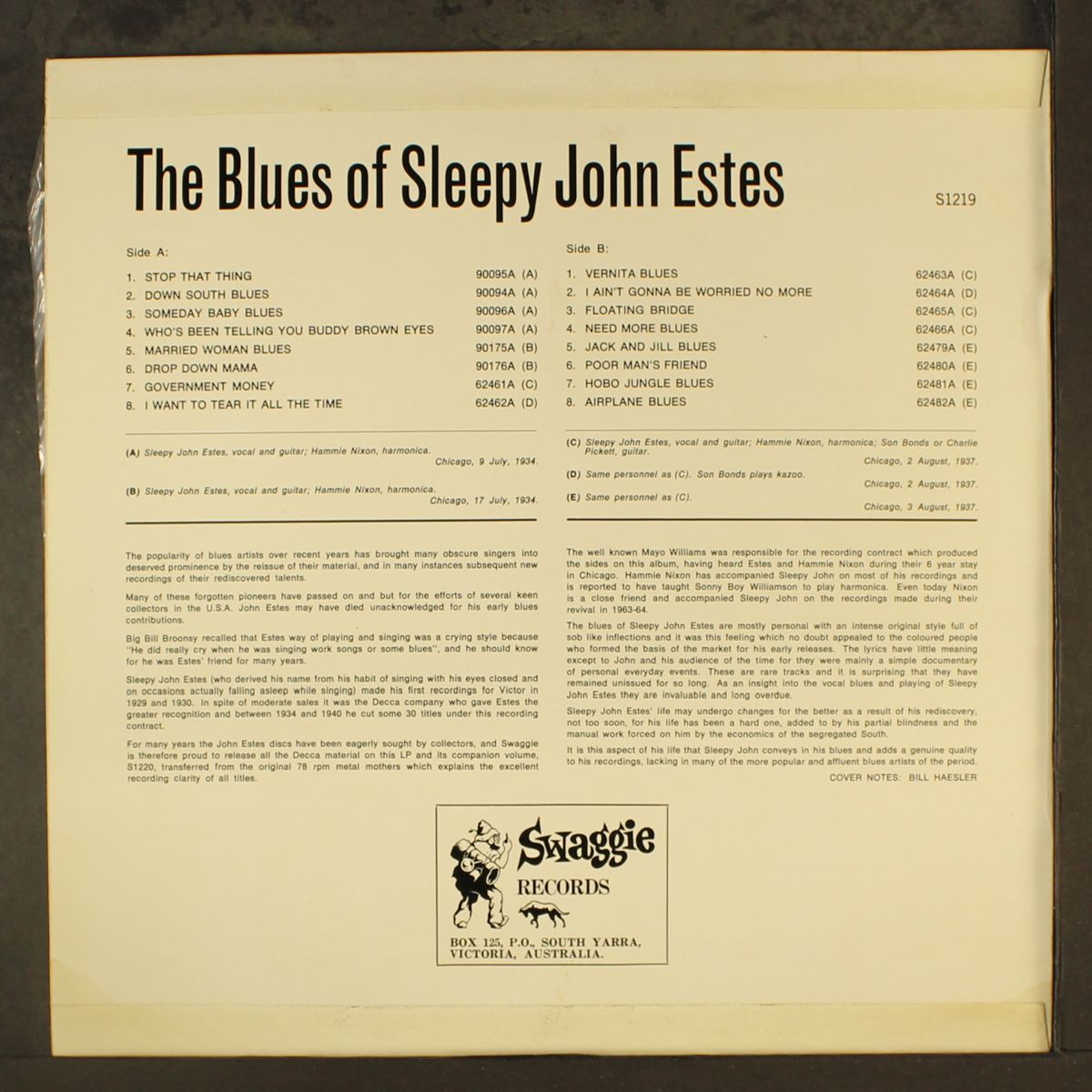 the blues of, vol. 1 by SLEEPY JOHN ESTES