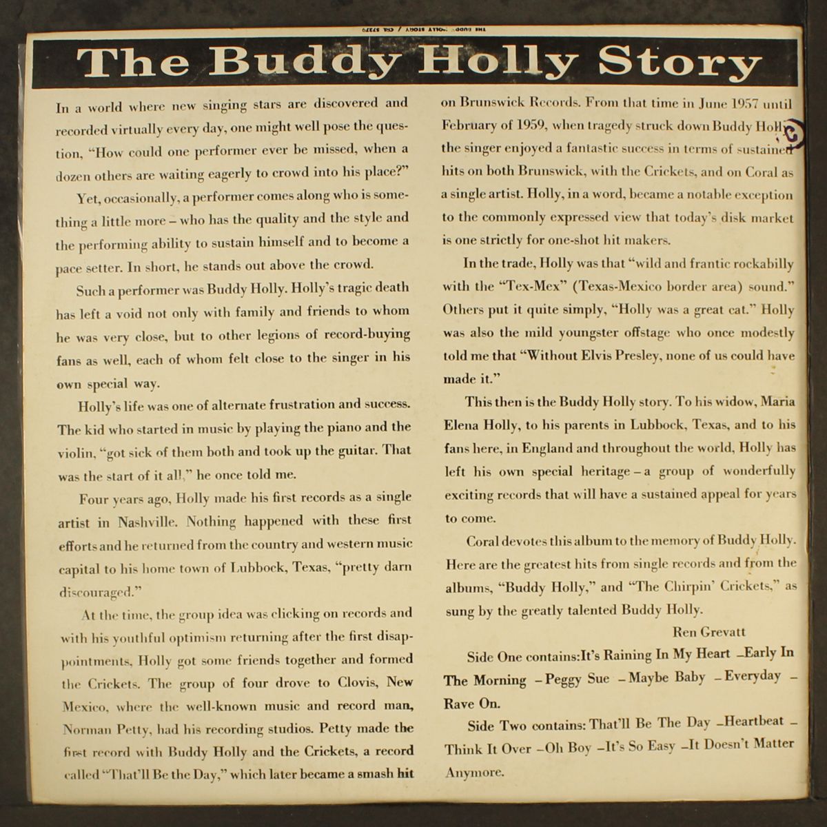 the buddy holly story by BUDDY HOLLY