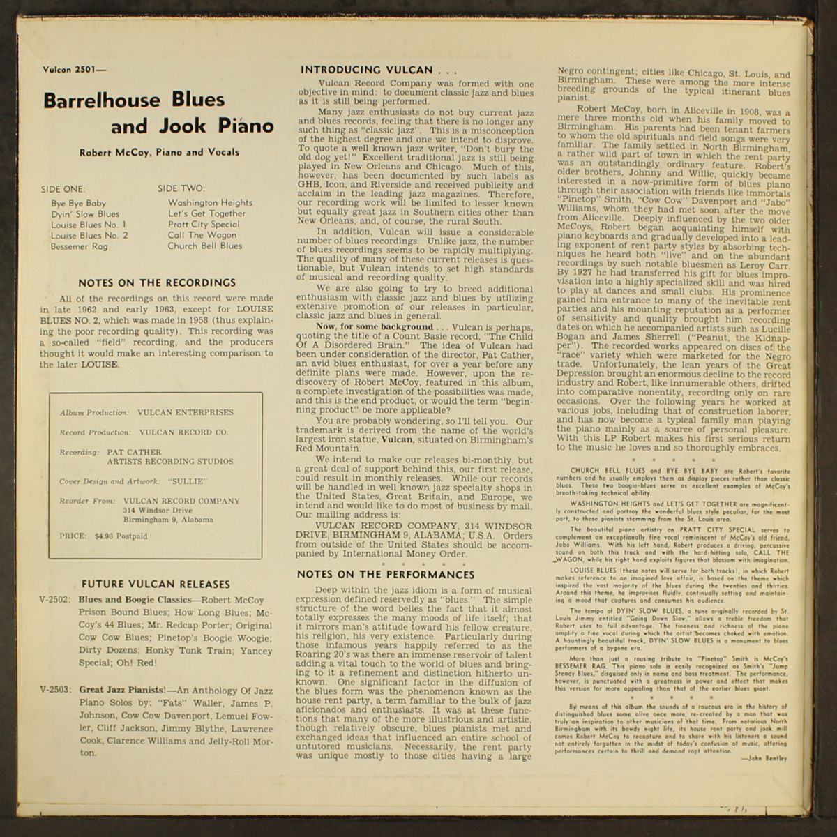 barrel house blues and jook piano by ROBERT MCCOY