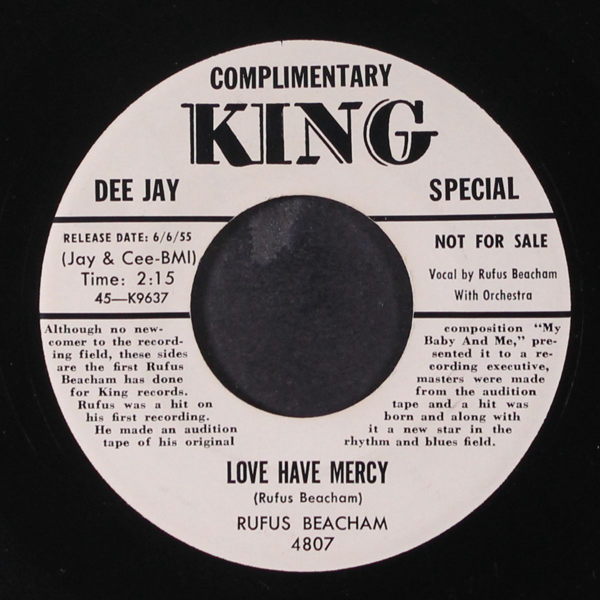 love have mercy / my baby and me by RUFUS BEACHAM