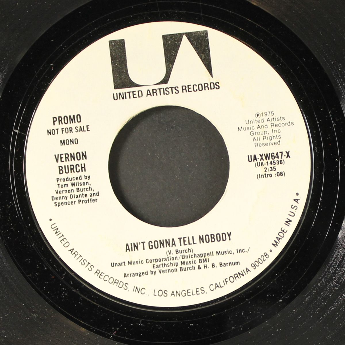 ain't gonna tell nobody / mono by VERNON BURCH
