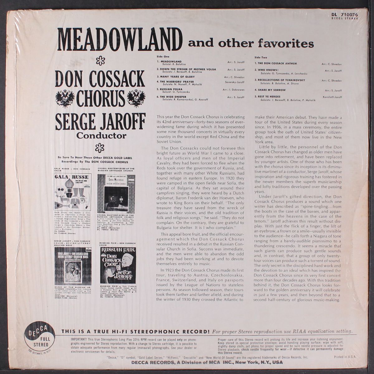meadowland and other favorites by DON COSSACK CHORUS