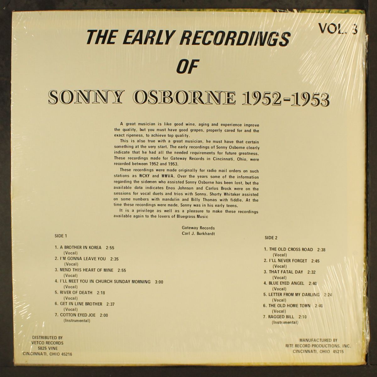 early recordings 1952-53, vol. 3 by SONNY OSBORNE
