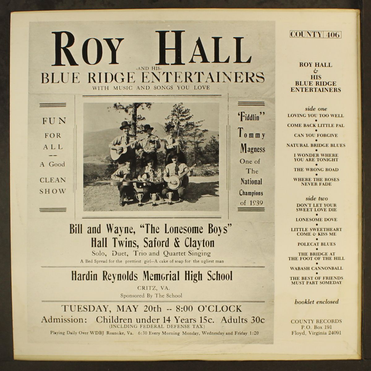 recorded 1938-41 by ROY HALL & BLUE RIDGE ENTERTAINERS