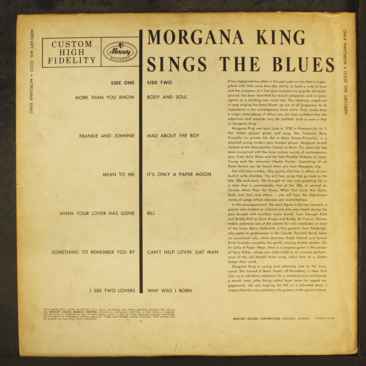 sings the blues by MORGANA KING