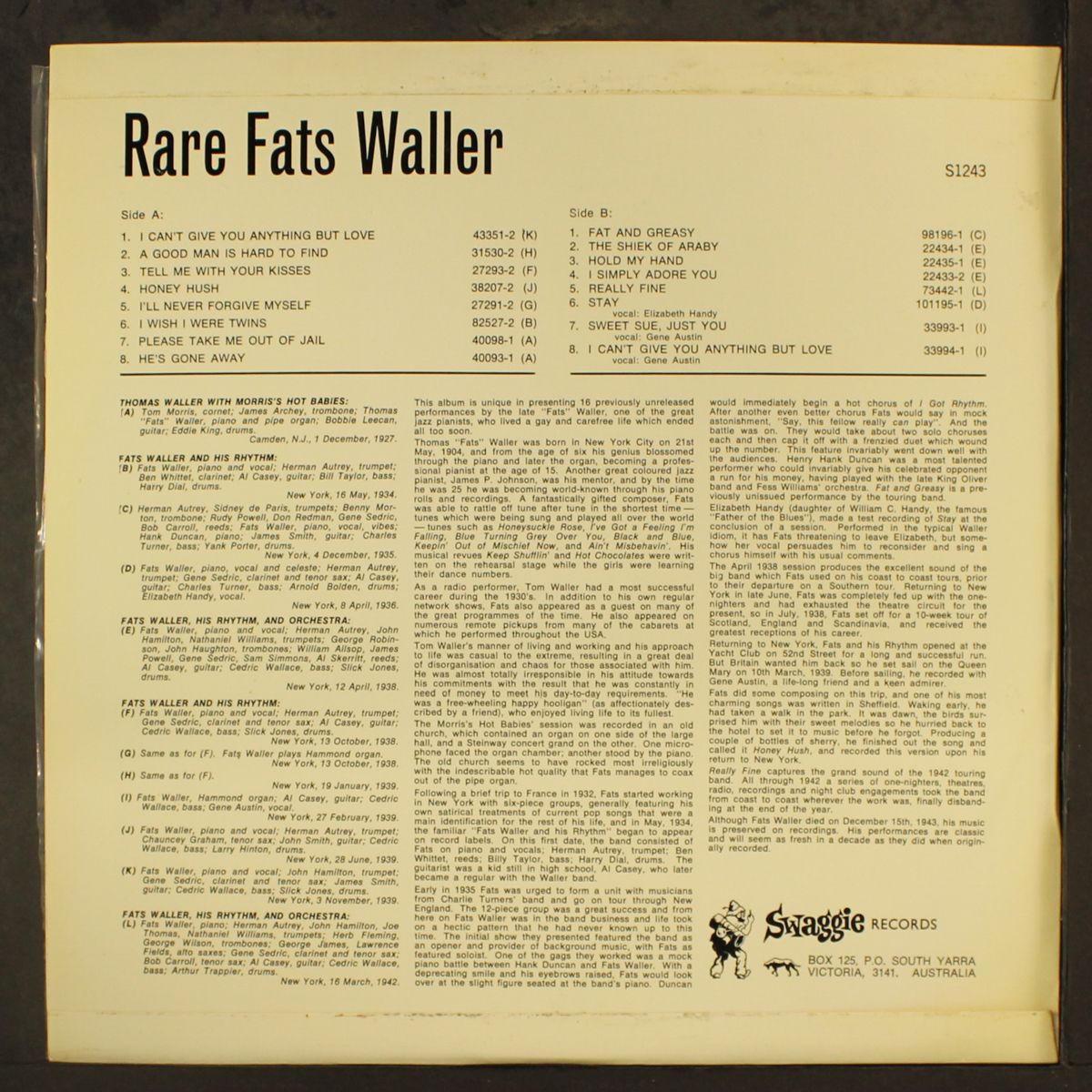 rare fats waller by FATS WALLER