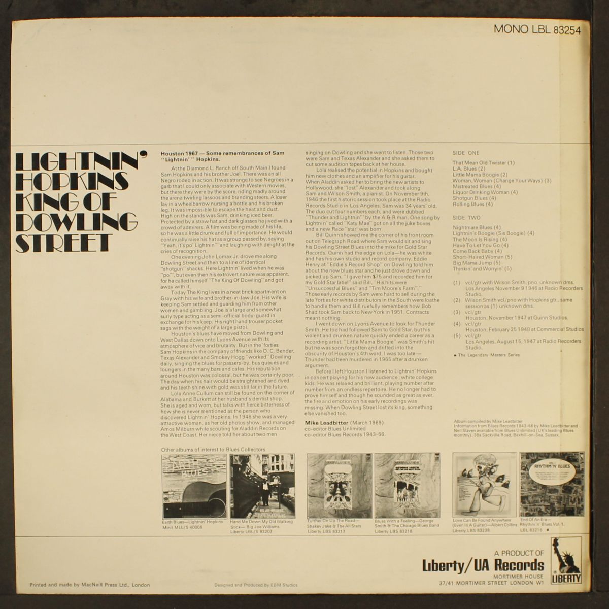 king of dowling street by LIGHTNIN' HOPKINS
