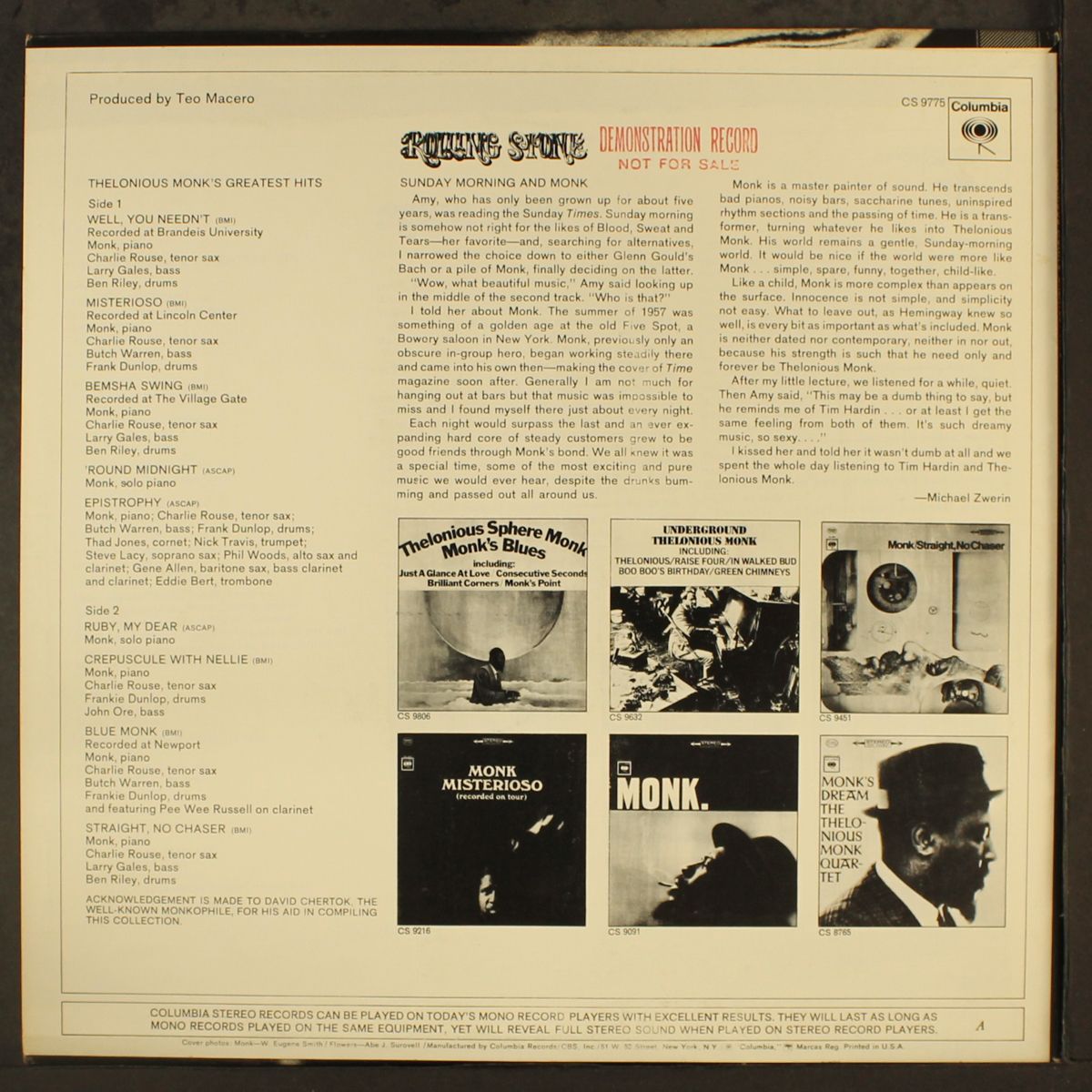 monk's greatest hits by THELONIOUS MONK