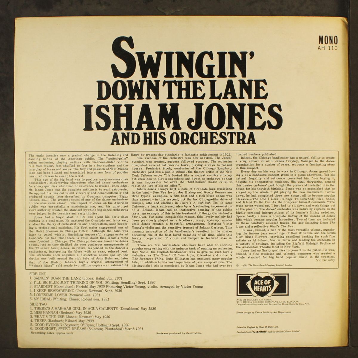 swingin down the lane by ISHAM JONES
