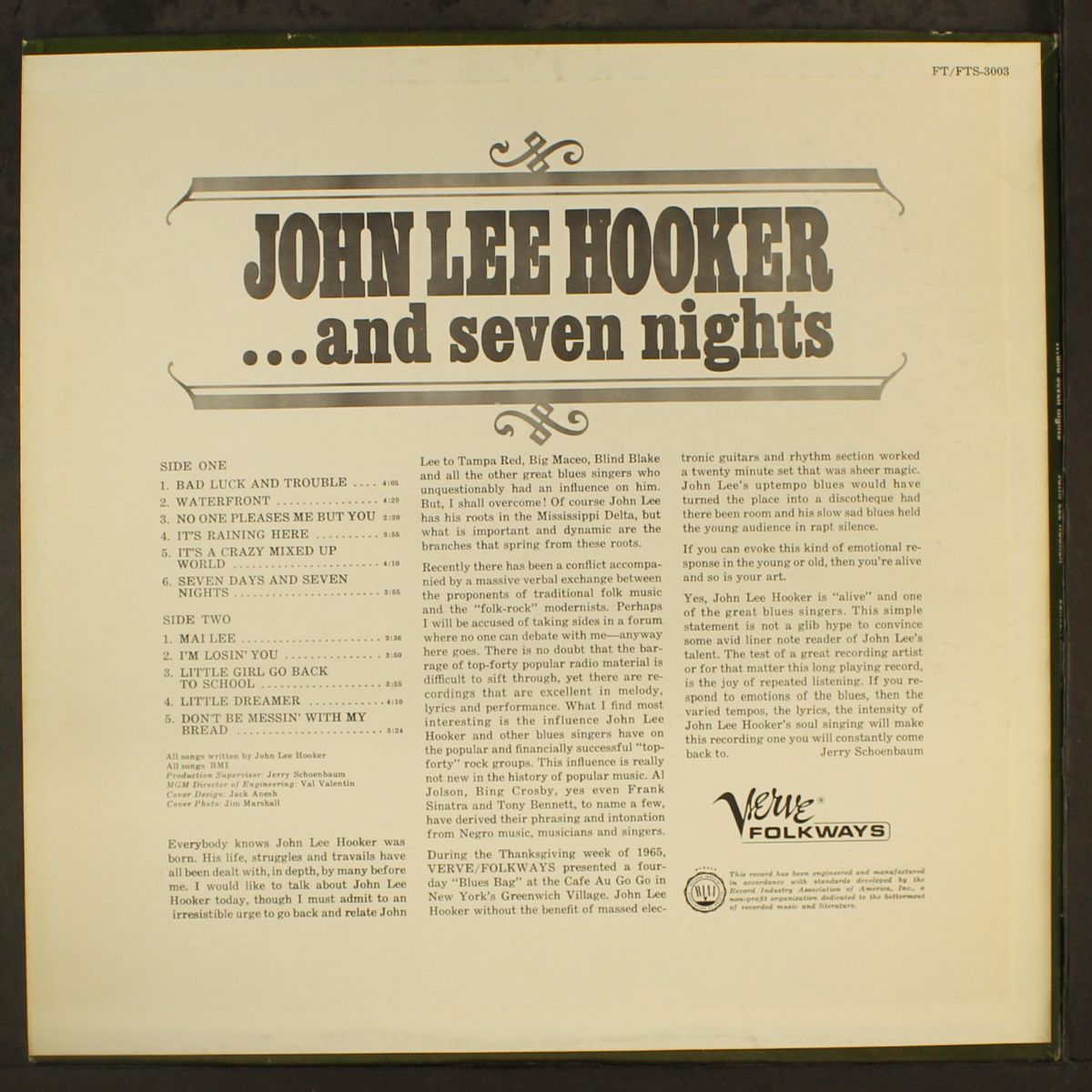 and seven nights by JOHN LEE HOOKER