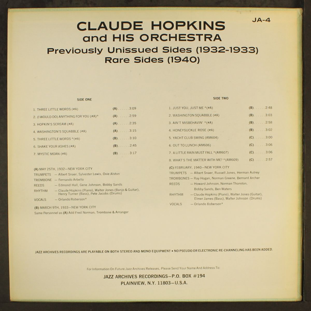 1932-1933 / 1940 by CLAUDE HOPKINS