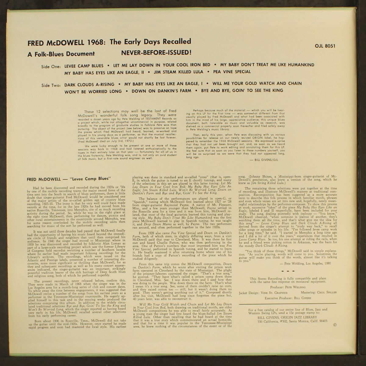 levee camp blues by FRED MCDOWELL