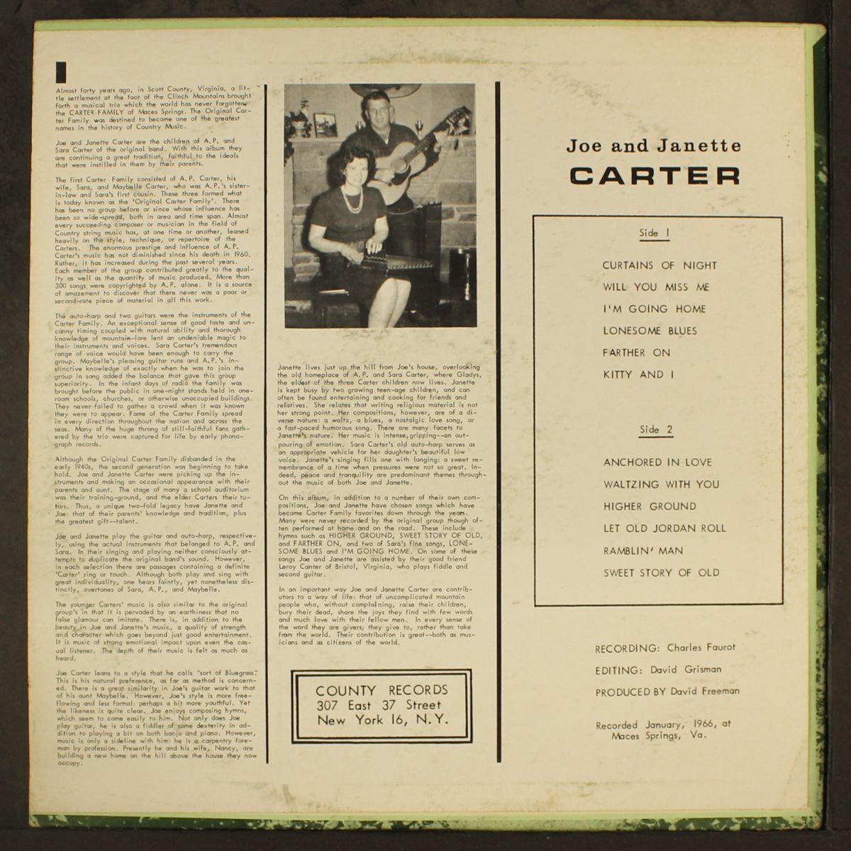 carter family favorites by JOE AND JANETTE CARTER