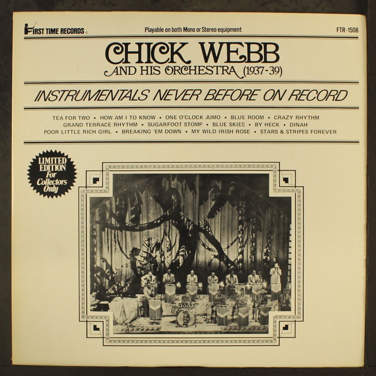 instrumentals never before on record (1937-1939) by CHICK WEBB