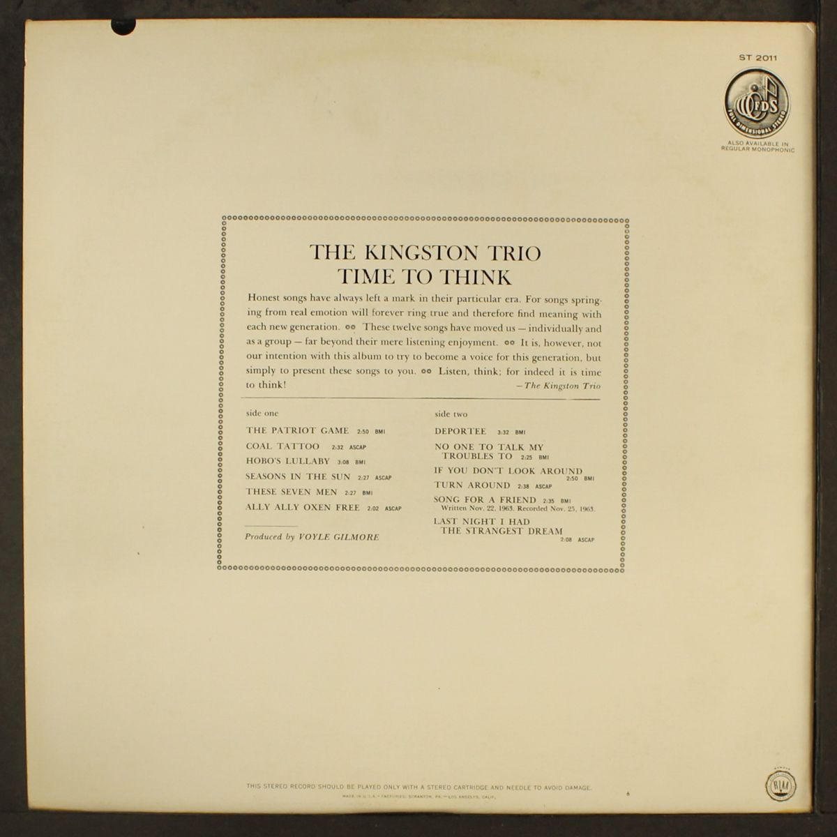 time to think by KINGSTON TRIO