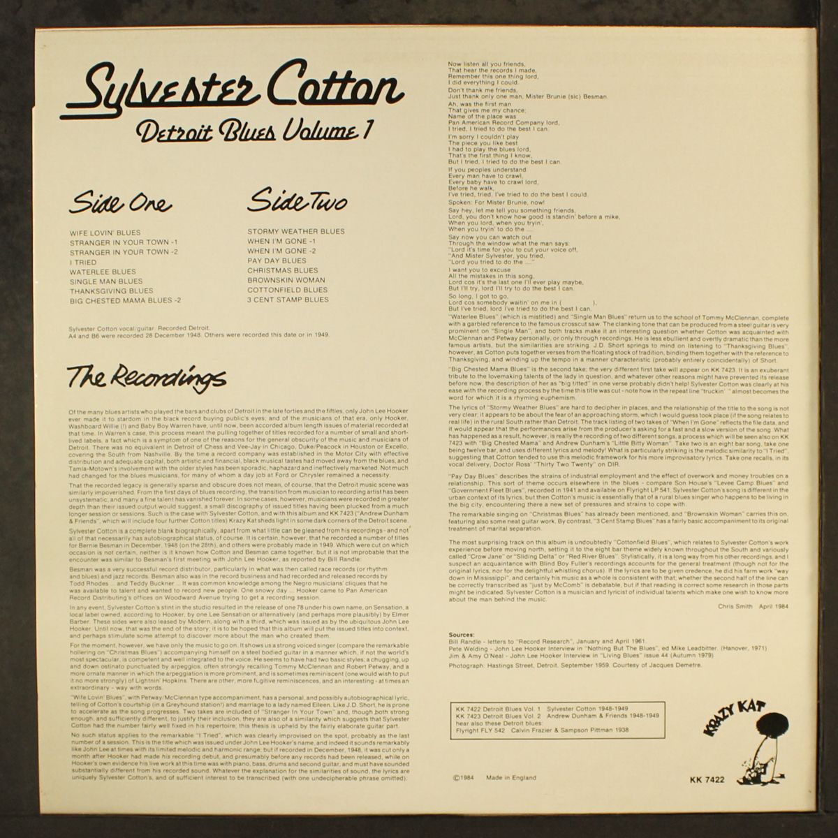 detroit blues, vol. 1 by SYLVESTER COTTON