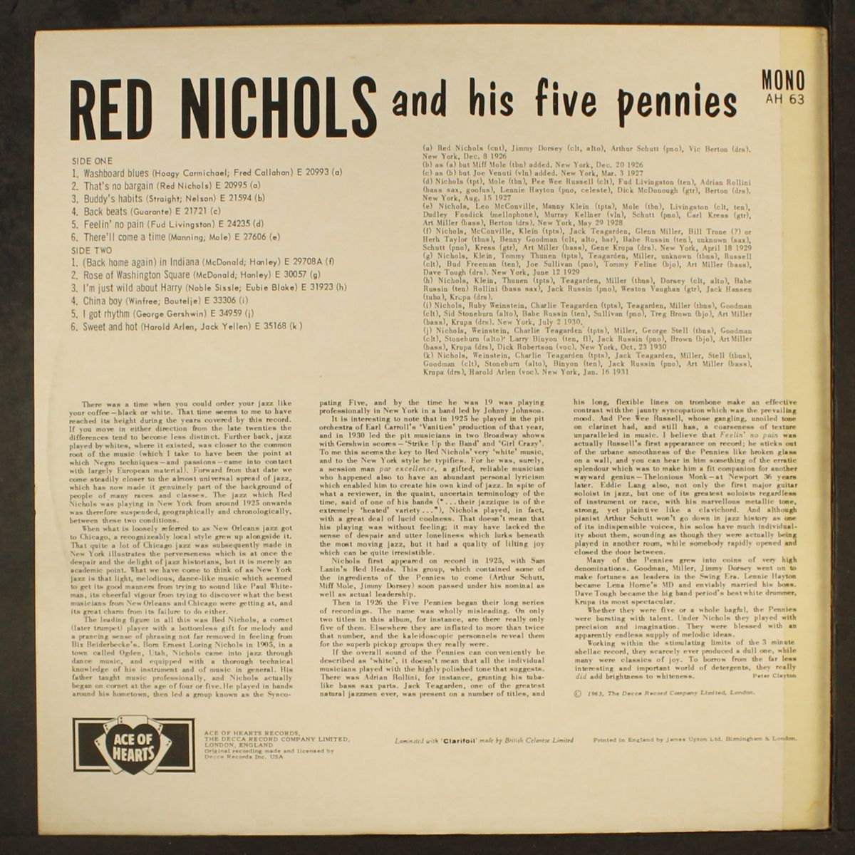 and his five pennies by RED NICHOLS