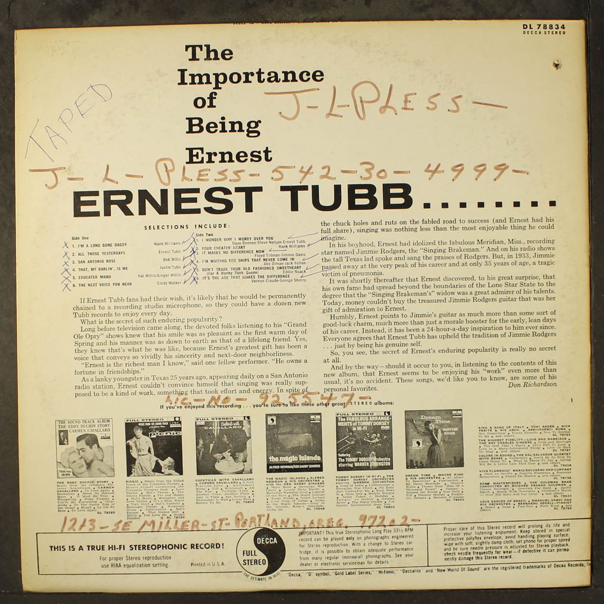 the importance of being ernest by ERNEST TUBB