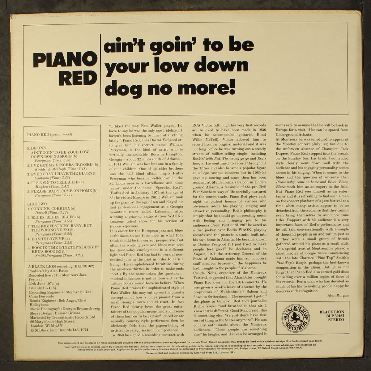 ain't goin' to be your low down dog no more by PIANO RED
