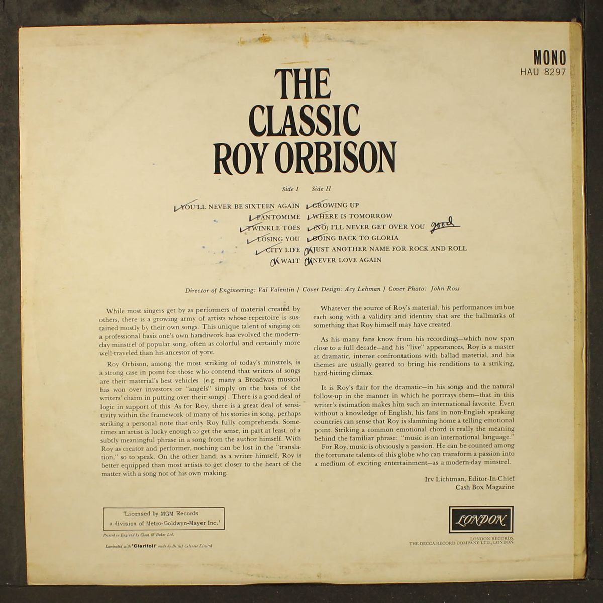 the classic by ROY ORBISON