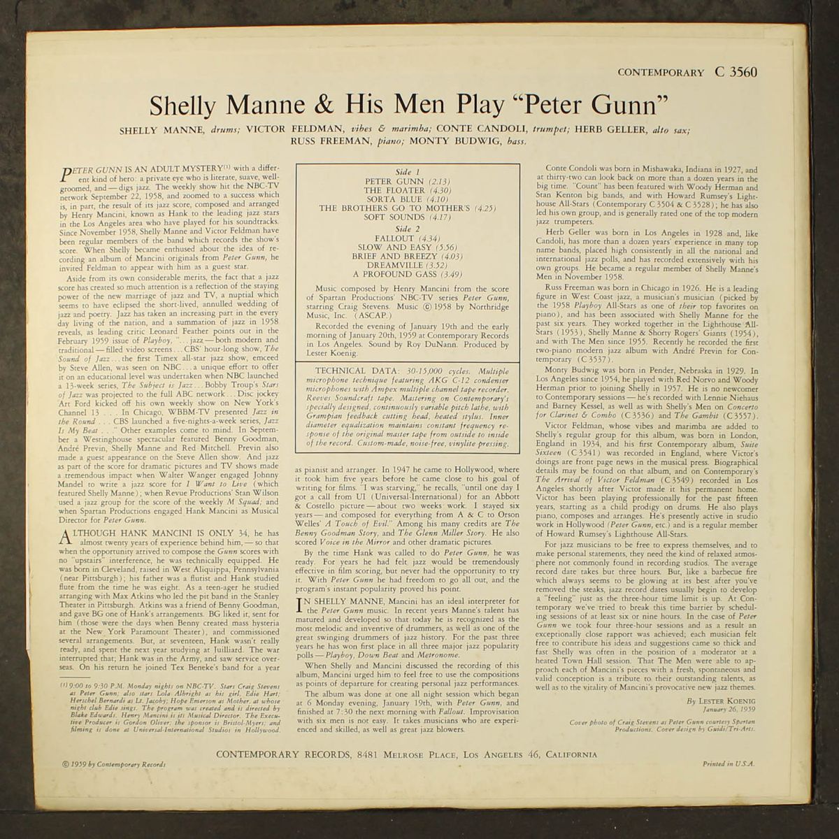 play peter gunn by SHELLY MANNE