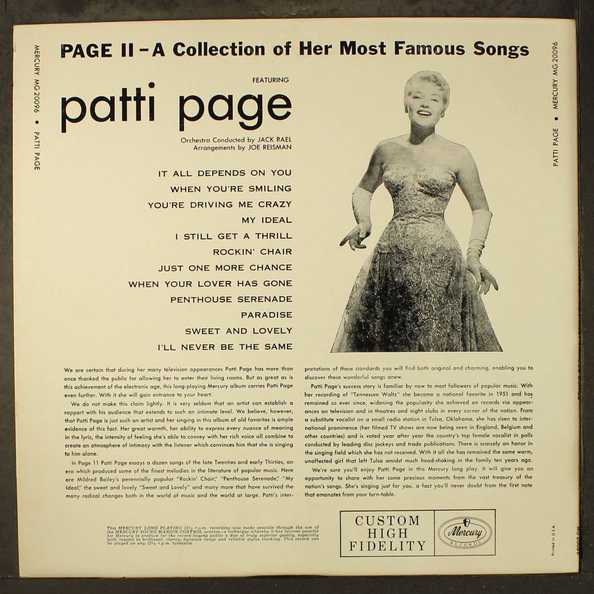 page two, sings a collection of her famous songs by PATTI PAGE