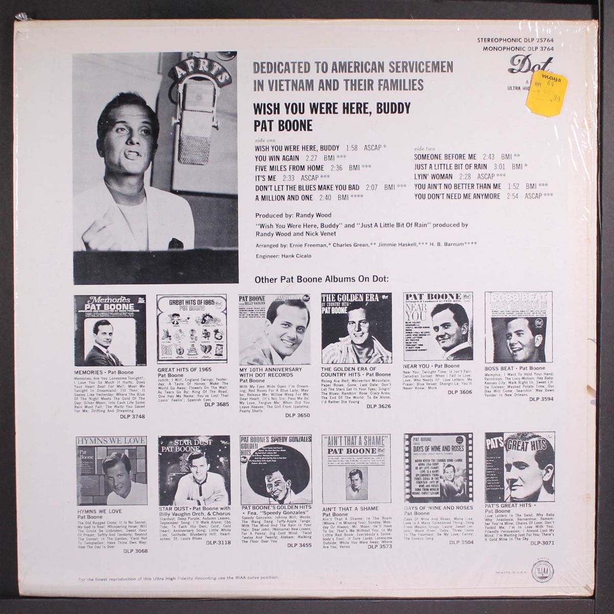 wish you were here, buddy by PAT BOONE