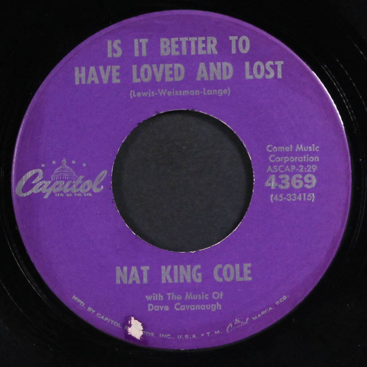 is it better to have loved and lost / that's you by NAT KING COLE