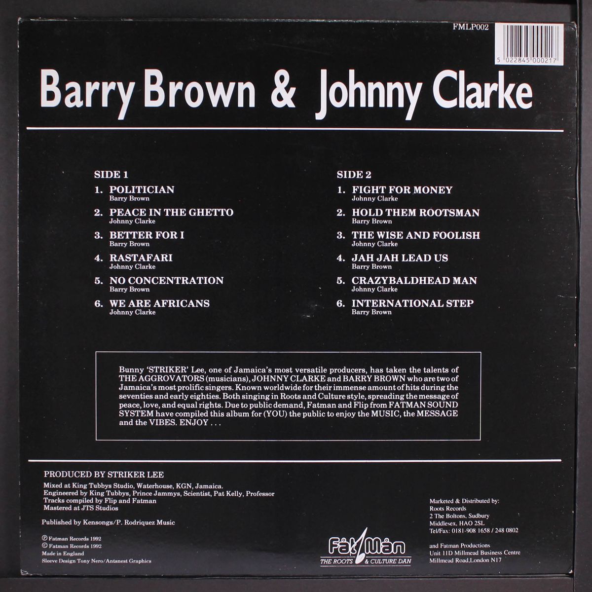 sings roots & culture by BARRY BROWN & JOHNNY CLARKE