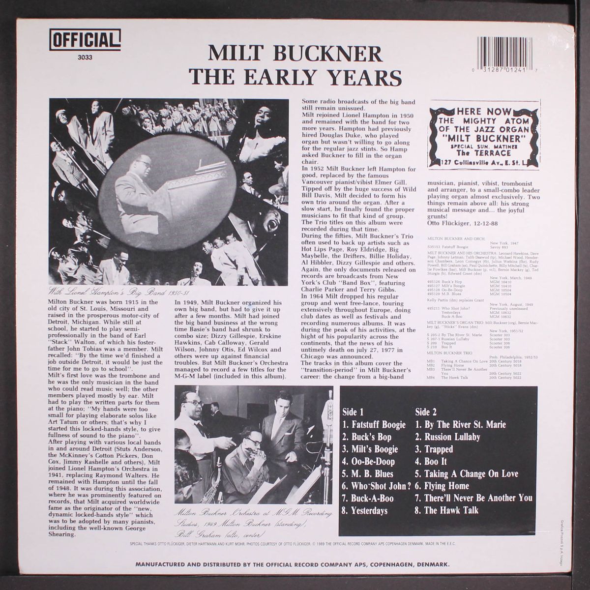 the early years by MILT BUCKNER