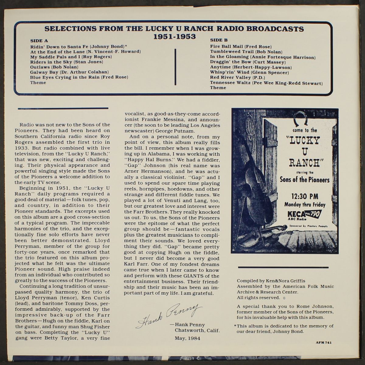 lucky u ranch radio broadcasts, 1951-53, vol. 2 by SONS OF THE PIONEERS